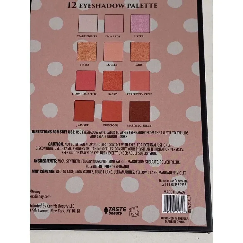 Disney‎ Aristocats Marie Eyeshadow Palette Cruelty Free 12 Shades Taste Beauty
